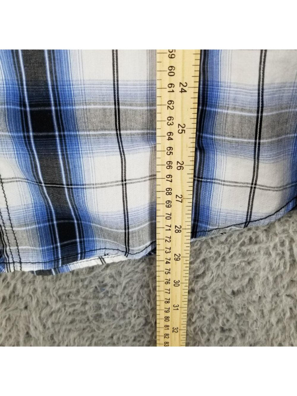 Reruns Shirt Mens Large Blue Plaid Button Up Long Sleeve - Picture 6 of 11